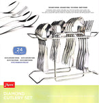 Diamond Cutlery Set with Stand